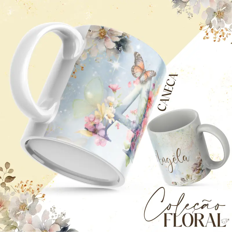 Caneca Floral - Coleção Alfabeto Floral
