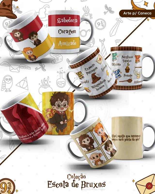 Caneca Harry Potter Cute - Coleção escola de Bruxos